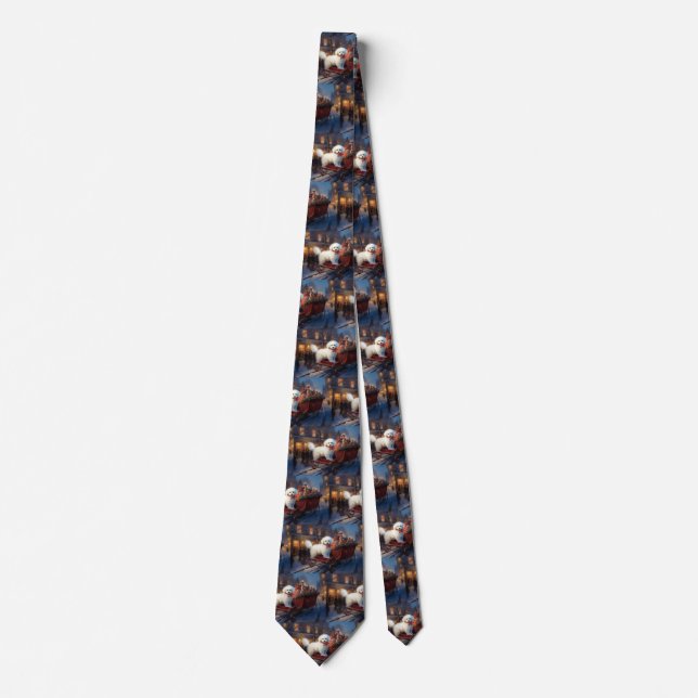 Bichon Frise Christmas Festive Season  Tie (Front)