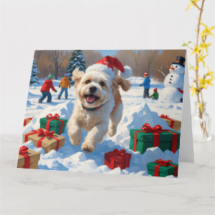 Bichon Frise Christmas Festive Snow Scene Card