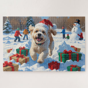Bichon Frise Christmas Festive Snow Scene Jigsaw Puzzle