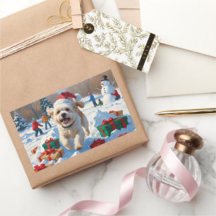 Bichon Frise Christmas Festive Snow Scene Sticker
