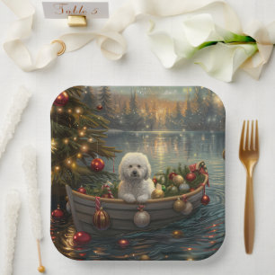 Bichon Frise Christmas Festive Voyage Paper Plate