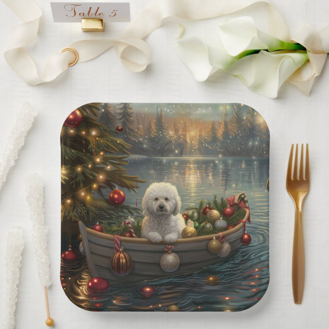 Bichon Frise Christmas Festive Voyage Paper Plate (Wedding)