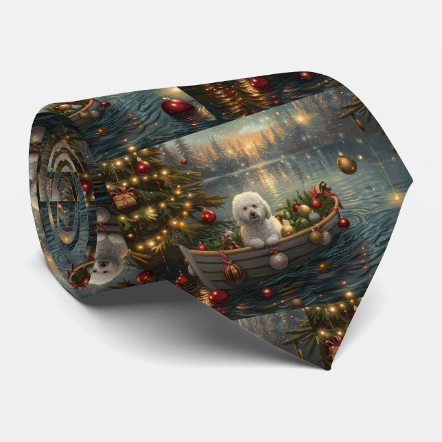 Bichon Frise Christmas Festive Voyage Tie (Rolled)