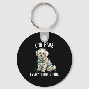 Bichon Frise Christmas I'm Fine Everything Is Fine Keychain