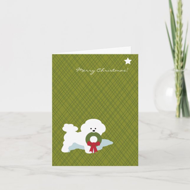 Bichon Frise Christmas Notecard (Front)