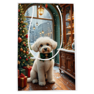 Bichon Frise Christmas Ornament Boutique Art Medium Gift Bag