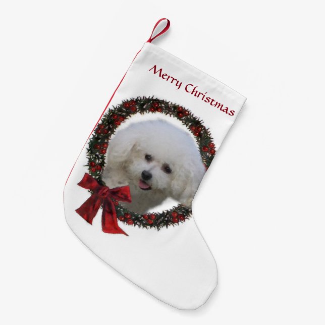 Bichon Frise Christmas Small Christmas Stocking (Front (Hanging))