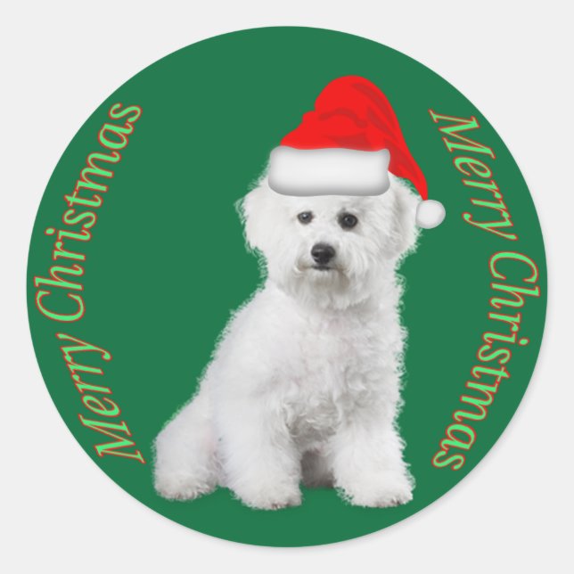 Bichon Frise Christmas Sticker (Front)