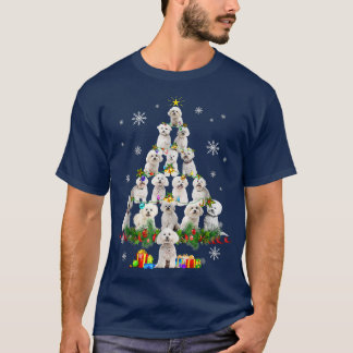 Bichon Frise Christmas Tree Lights Funny Dog Xmas T-Shirt