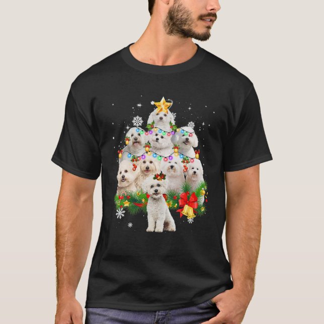 Bichon Frise Christmas Tree X-Mas Decorations Funn T-Shirt (Front)