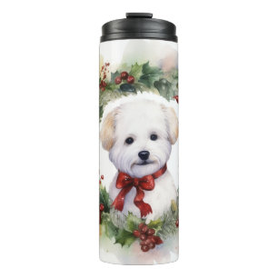 Bichon Frise Christmas Wreath Festive Pup Thermal Tumbler