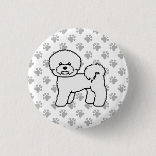 Bichon Frise Cute Cartoon Dog Illustration 1 Inch Round Button