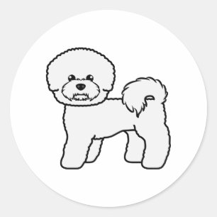 Bichon Frise Cute Cartoon Dog Illustration Classic Round Sticker