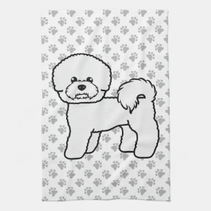 Bichon Frise Cute Cartoon Dog Illustration Kitchen Towel