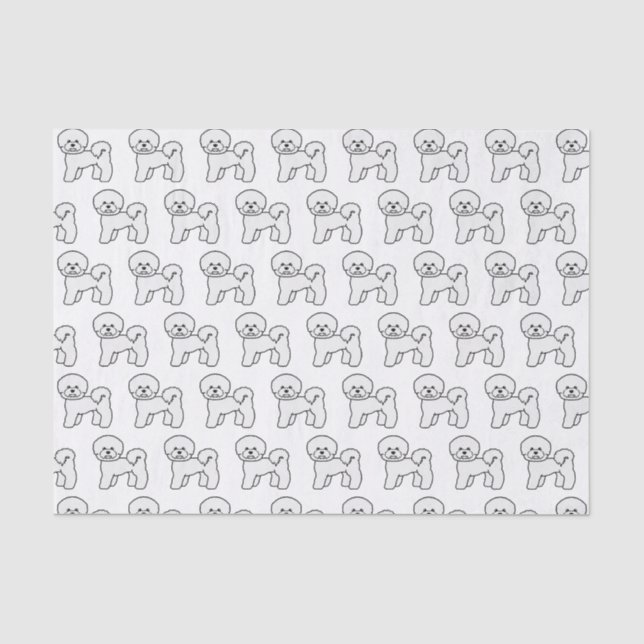 Bichon Frise Cute Cartoon Dog Illustration Pattern Tissue Paper (Front)
