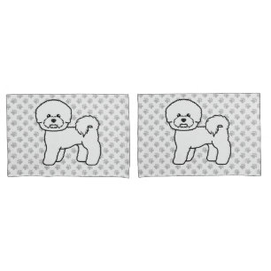 Bichon Frise Cute Cartoon Dog Illustration Pillowcase