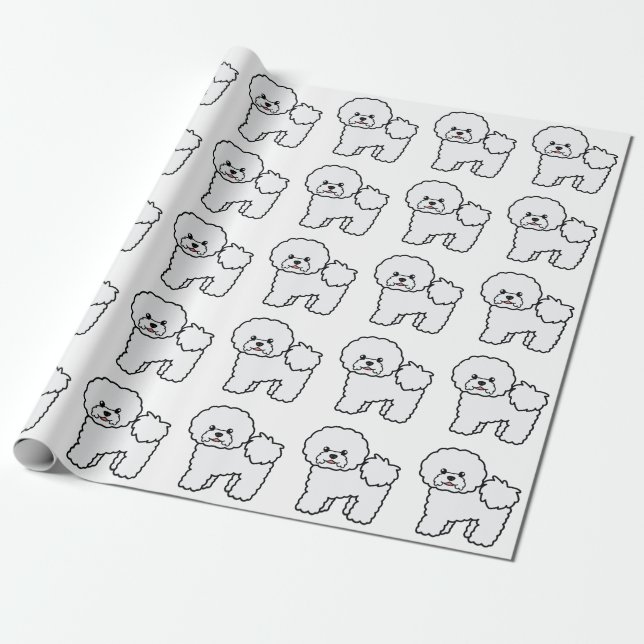 Bichon Frise Cute Cartoon Dog Pattern Wrapping Paper (Unrolled)