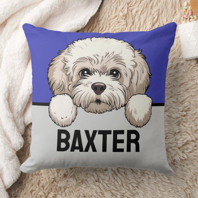 Bichon Frise Cute Personalized Puppy Dog Lover Throw Pillow (Blanket)