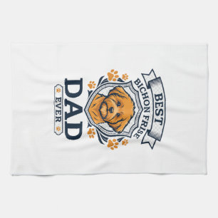 Bichon Frise Dad Ever Dog Paw Prints Kitchen Towel