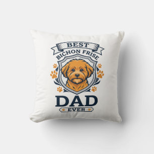 Bichon Frise Dad Ever Dog Paw Prints Throw Pillow