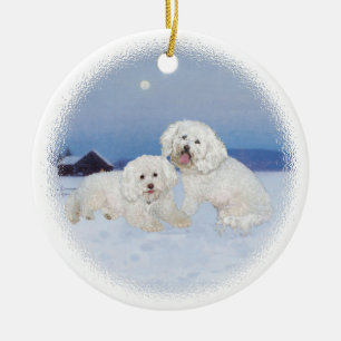 Bichon Frise December Evening Ceramic Ornament