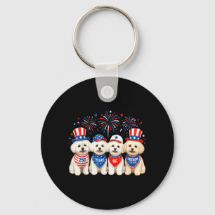Bichon Frise Dog 250 Years Aamerican 1776 2026 4th Keychain