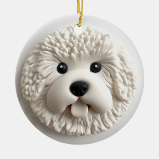 Bichon Frise Dog 3D Inspired Ceramic Ornament (Front)