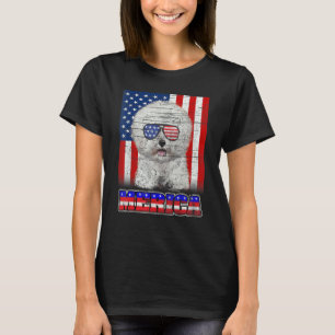 Bichon Frisé Dog American Flag Love Proud July 4th T-Shirt