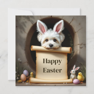 Bichon Frise dog  and the message Holiday Card