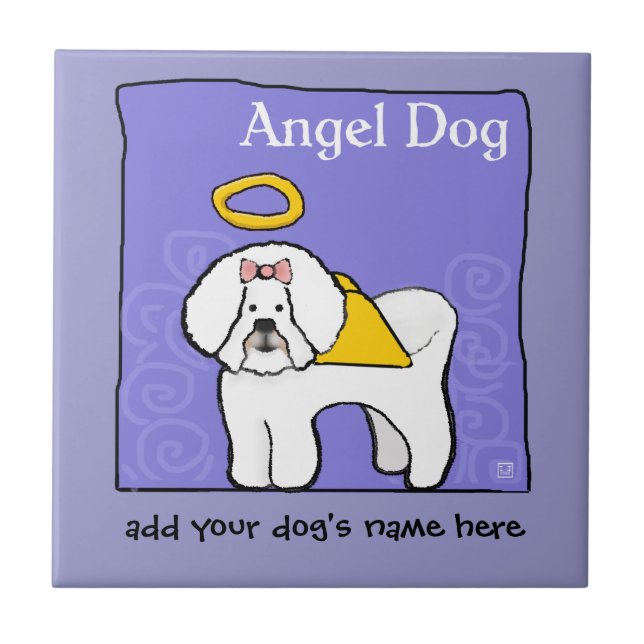 Bichon Frise Dog Angel Personalize Ceramic Tile (Front)