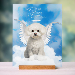Bichon Frise Dog Angel with Name Pet Memorial Acrylic Sign