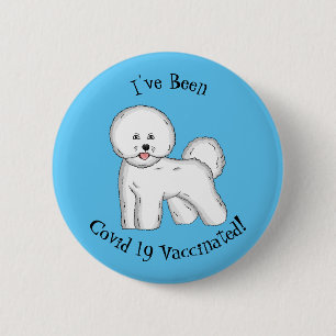 Bichon frise dog cartoon illustration 2 inch round button