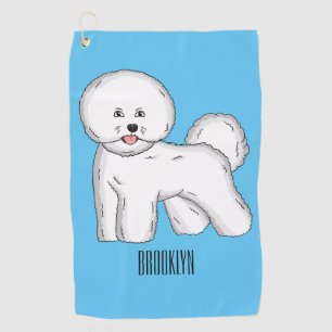 Bichon frise dog cartoon illustration golf towel