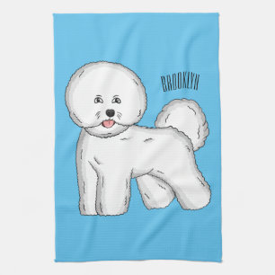 Bichon frise dog cartoon illustration kitchen towel