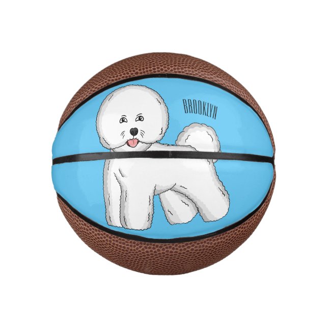 Bichon frise dog cartoon illustration  mini basketball (Front)