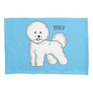 Bichon frise dog cartoon illustration pillowcase