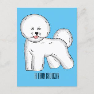 Bichon frise dog cartoon illustration  postcard