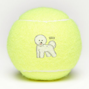 Bichon frise dog cartoon illustration tennis balls
