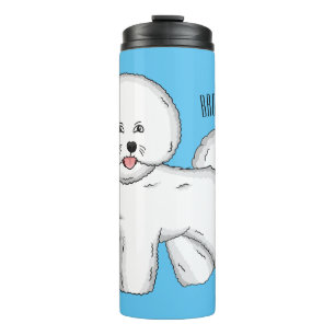Bichon frise dog cartoon illustration thermal tumbler