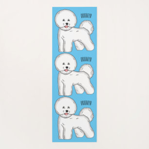 Bichon frise dog cartoon illustration yoga mat