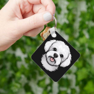 Bichon Frise Dog Cute Funny Puppy Face  Keychain
