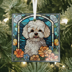 Bichon Frise Dog Glass Ornament