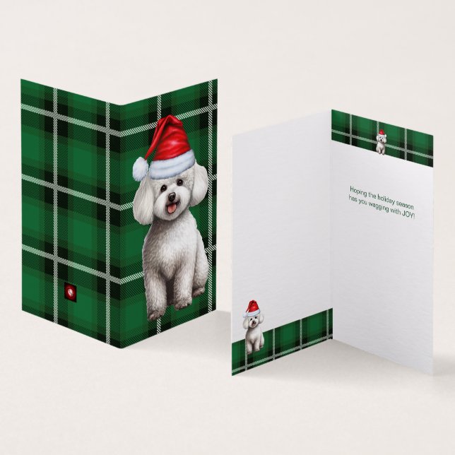Bichon Frise Dog Holiday Green Plaid Christmas (Inside and Outside)
