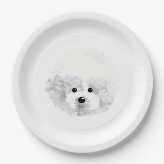 Bichon Frise dog Paper Plate