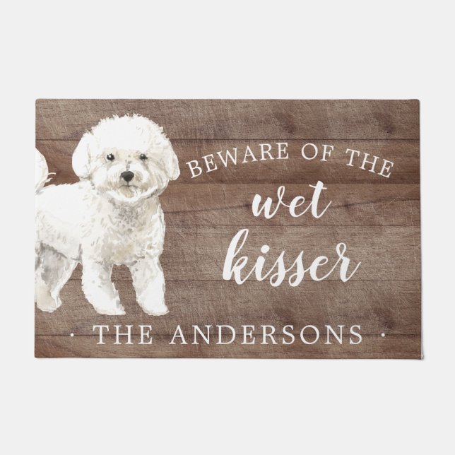 Bichon Frise Dog Personalized Door Mat (Front)