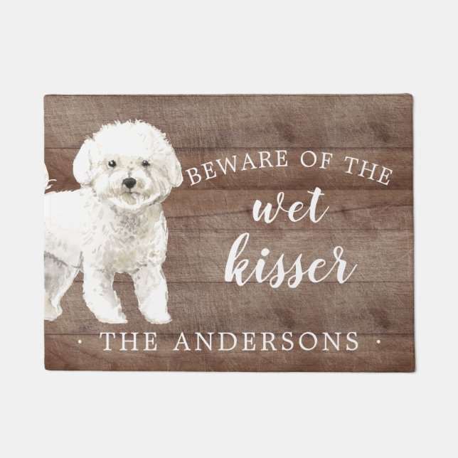 Bichon Frise Dog Personalized Door Mat (Front)
