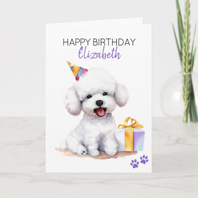 Bichon Frise Dog Personalized Happy Birthday  Card (Front)