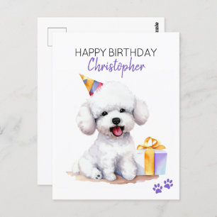 Bichon Frise Dog Personalized Happy Birthday  Postcard