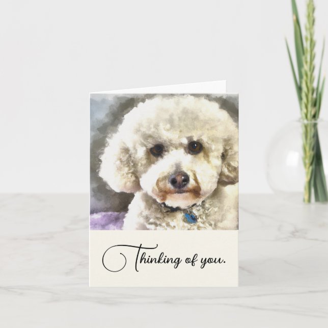 Bichon Frise Dog Personalized Thinking Of You Note Card (Front)