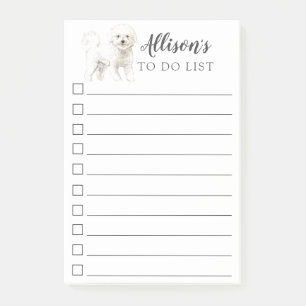 Bichon Frise Dog Personalized To Do List Post-it Notes